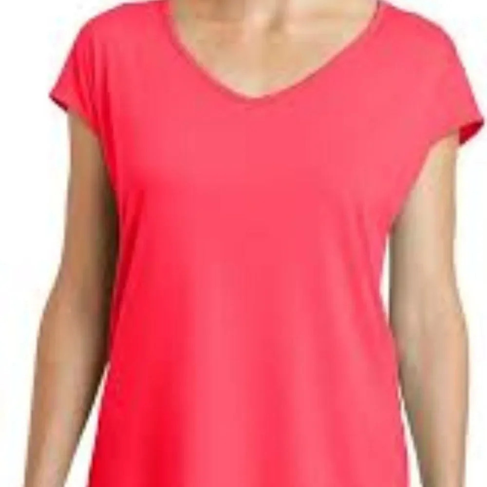 Banana Republic 100% Cotton Pink/Coral Size Medium‎ Short Sleeve V-Neck Tee